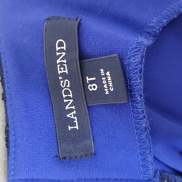 Lands End Sleeveless Sheath Dress Size 8 T blue with Black Floral Lace Body - Picture 6 of 7